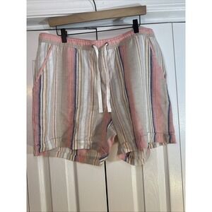 Dash Women's Shorts Multi Striped Size Large Comfort Waist, Washable Linen, NWOT